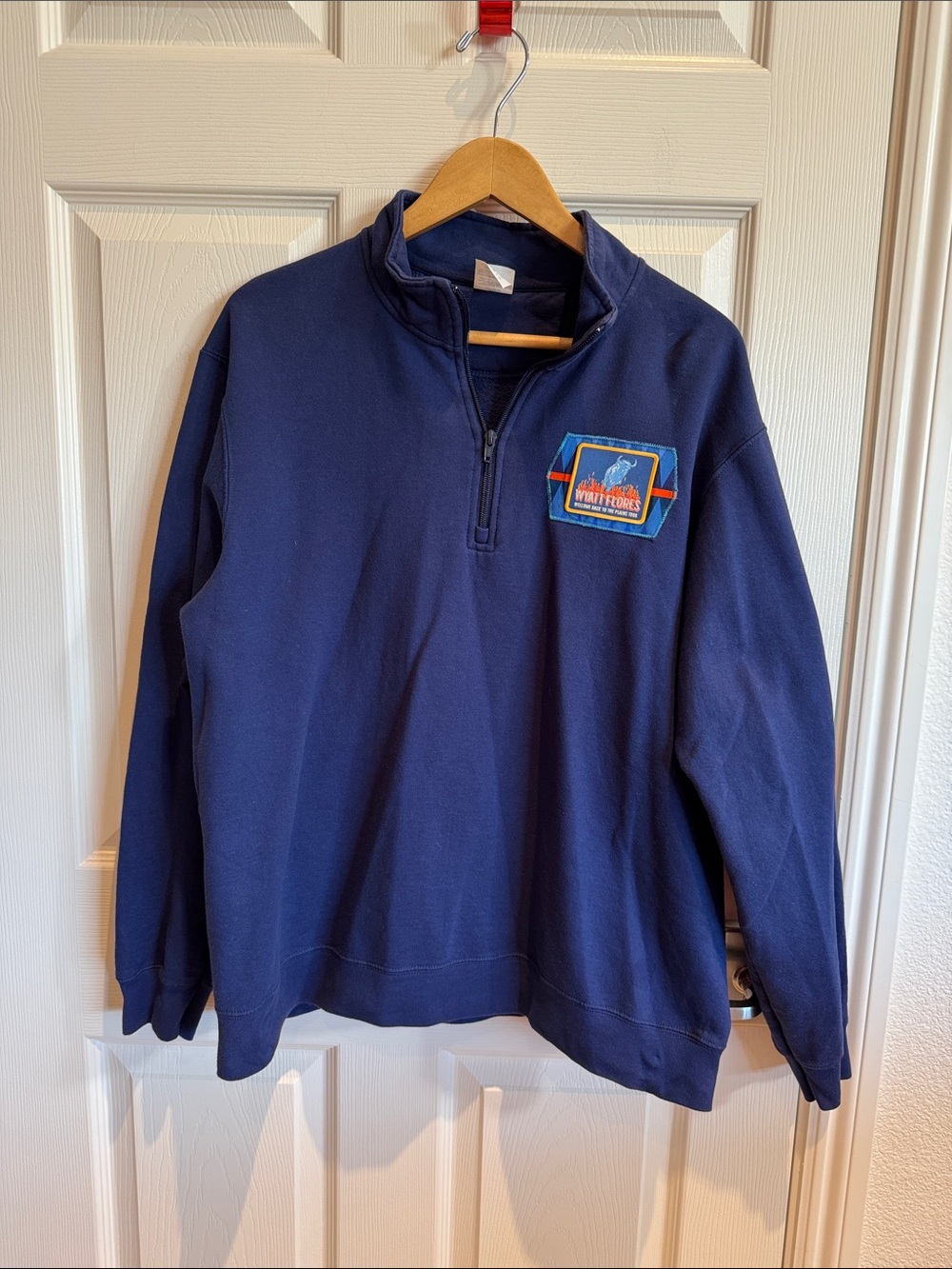 Men's Navy Quarter-Zip Pullover with Wyatt Flores Crest Patch